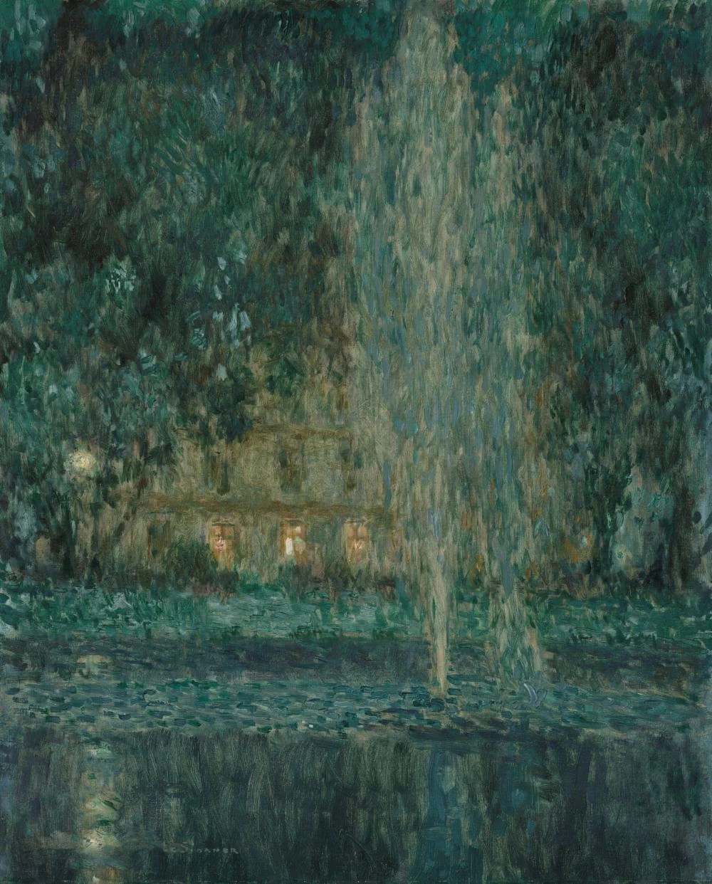 Henri Le Sidaner - Il getto d'acqua, di notte